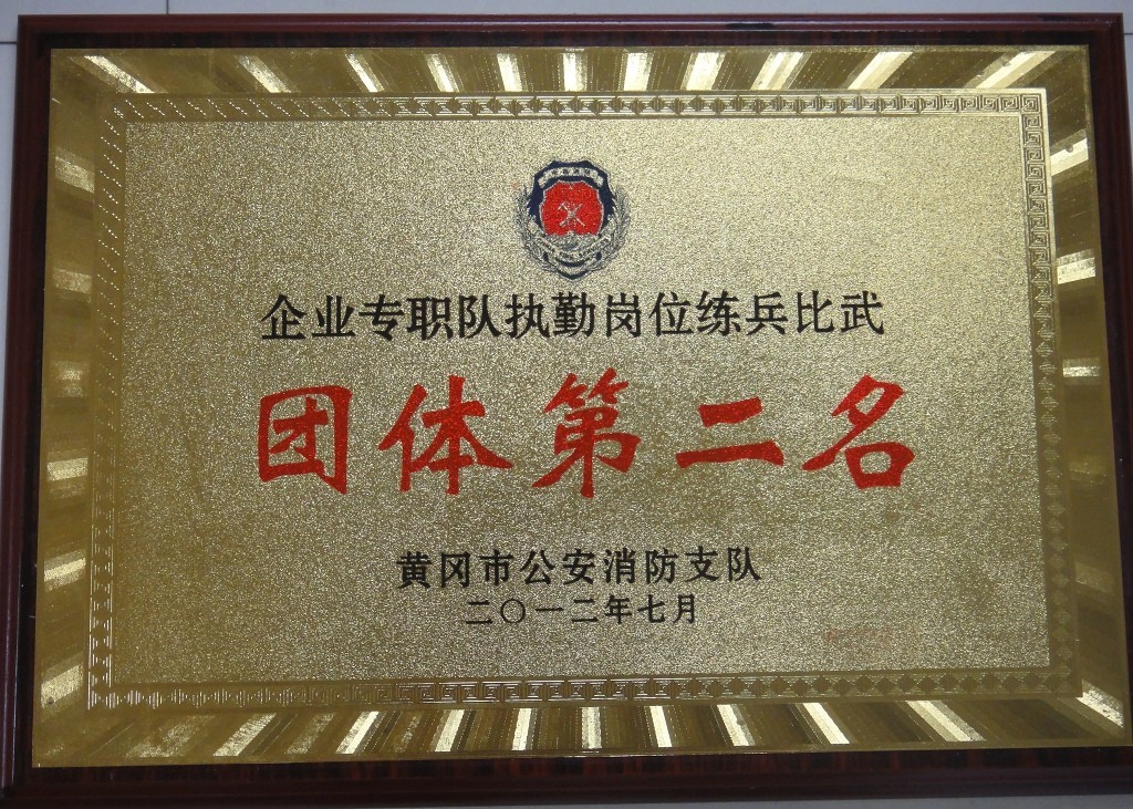 企業(yè)專職隊(duì)執(zhí)勤崗位練兵比武團(tuán)體第二名（黃岡亞東）