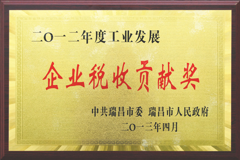 企業(yè)稅收貢獻(xiàn)獎(jiǎng)（江西亞?wèn)|）