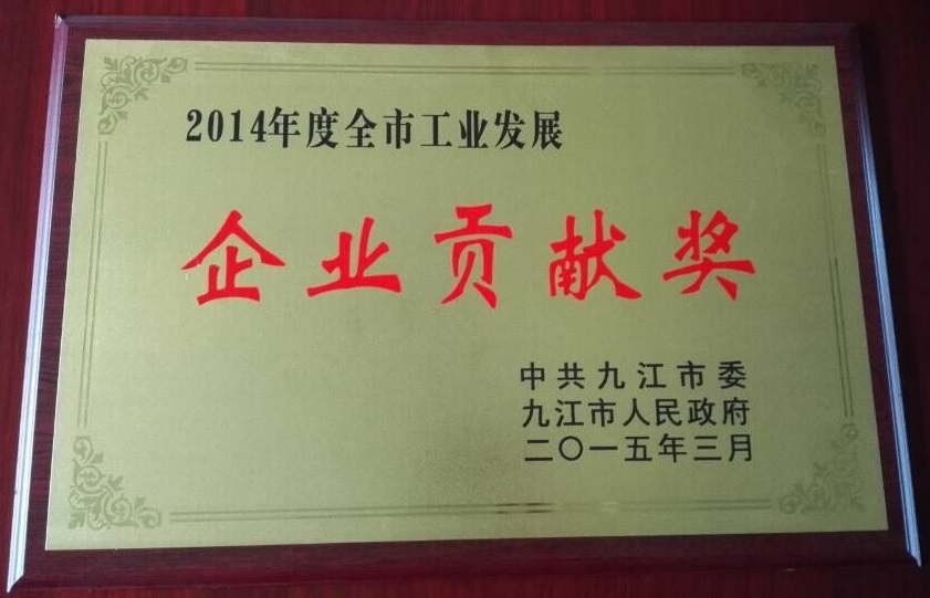 九江市企業(yè)貢獻(xiàn)獎（江西亞東）